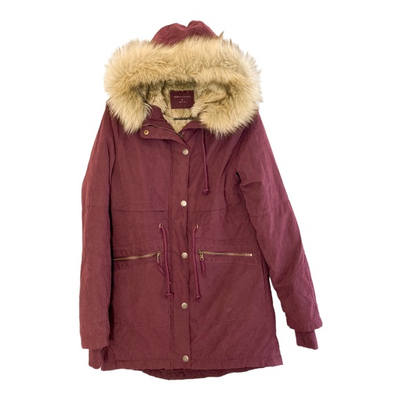 Aéropostale Cherry Color Parka / Winter Coat with Fur Hoodie Womens size : M - Picture 2 of 7